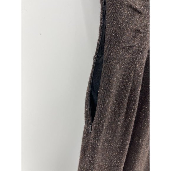 Banana Republic Silk Wool Blend Brown Tweed Sleeveless Pleated Career Dress 4P - Picture 6 of 14